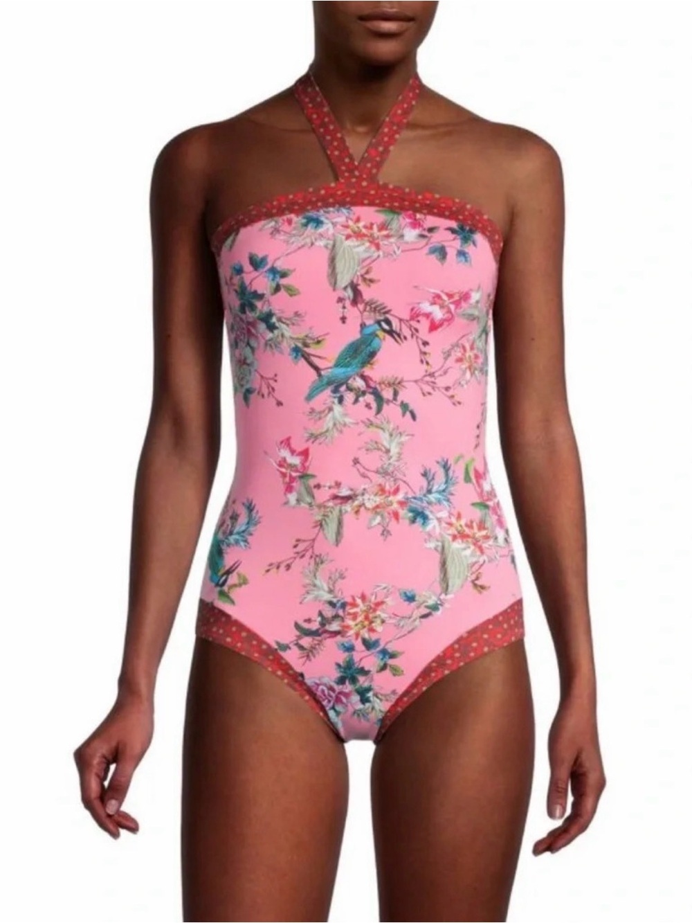 JOHNNY WAS Malakye Halter One-Piece Swimsuit Sz XS
